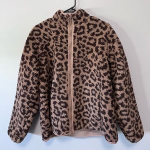 Cheetah Print zip up sweater